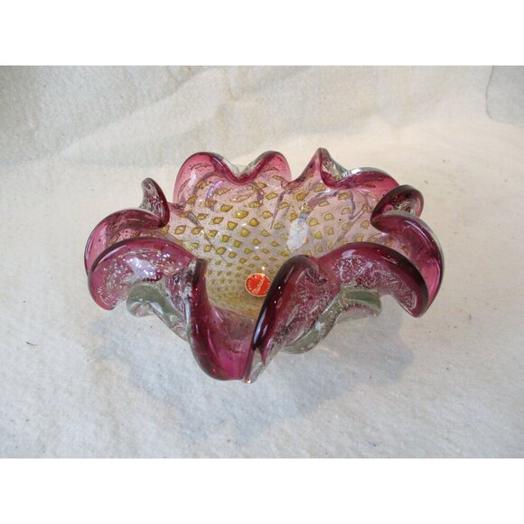 Bowl Vintage Art Blown Glass bowl Murano Italy Wedding gift Anniversary Birthday - Picture 6 of 6